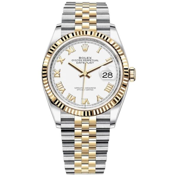 Rolex Datejust 36 Oyster Perpetual 18 ct yellow gold white dial 278278