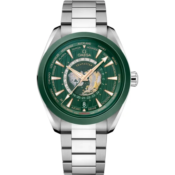 OMEGA Aqua Terra GMT Worldtimer 43mm Green Ceramic VSF 1:1 Best Edition 220.30.43.22.10.001